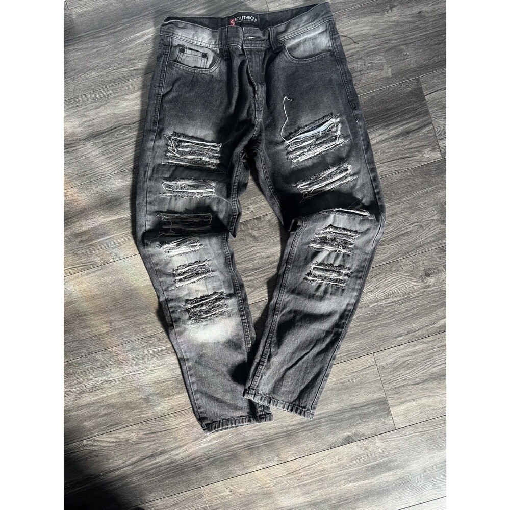 Vintage Southpole Jeans Men's 32x32 Black Stone Wash Baggy Straight Leg Jeans